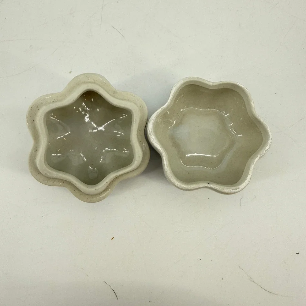 Pumpkin Trinket Box Small Blue White Floral Ceramic Jewelry‎ Dish Decor 2